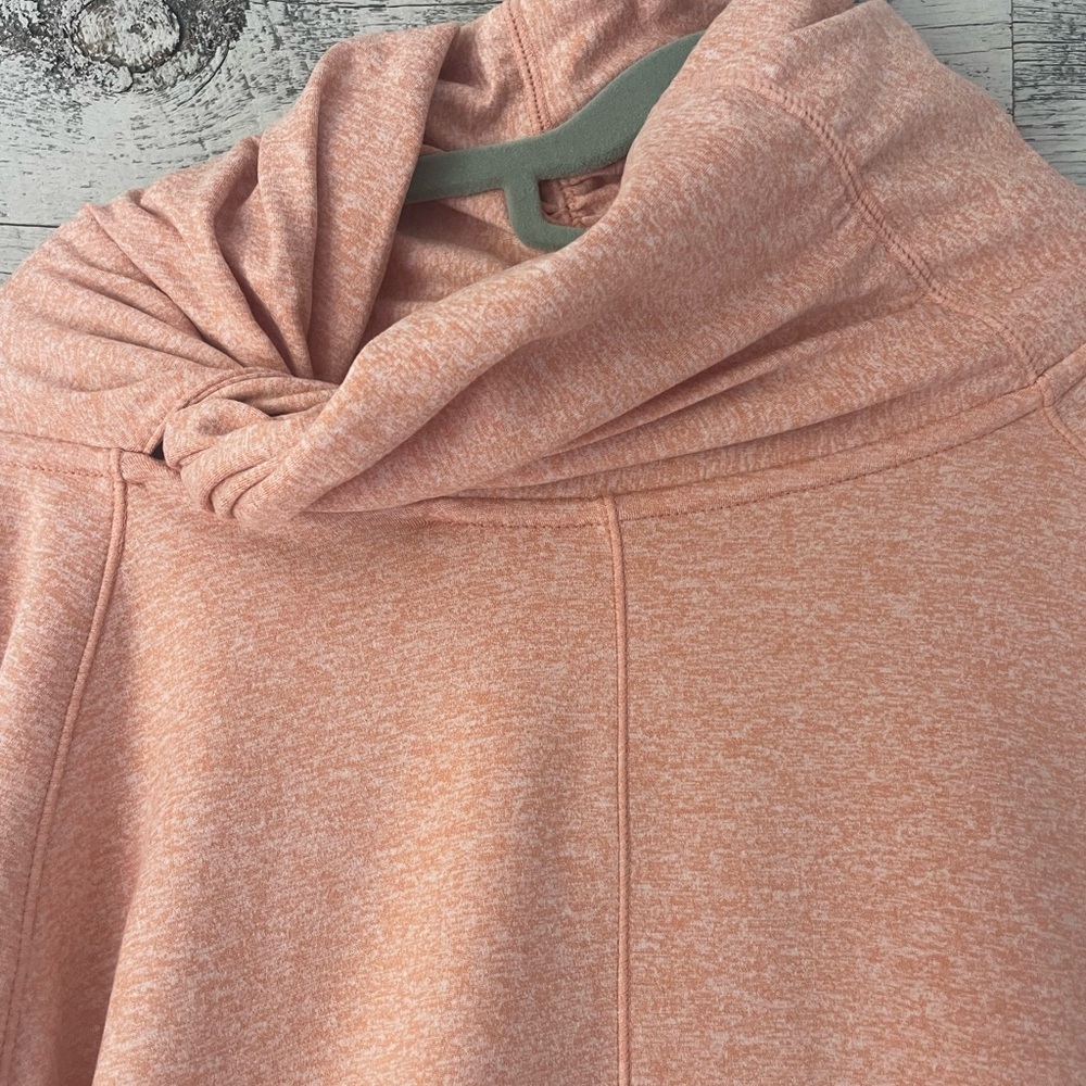 Women’s Zella Asymmetrical Cowl Neck Sweatshirt. like new. Peach.  Medium - Picture 3 of 6